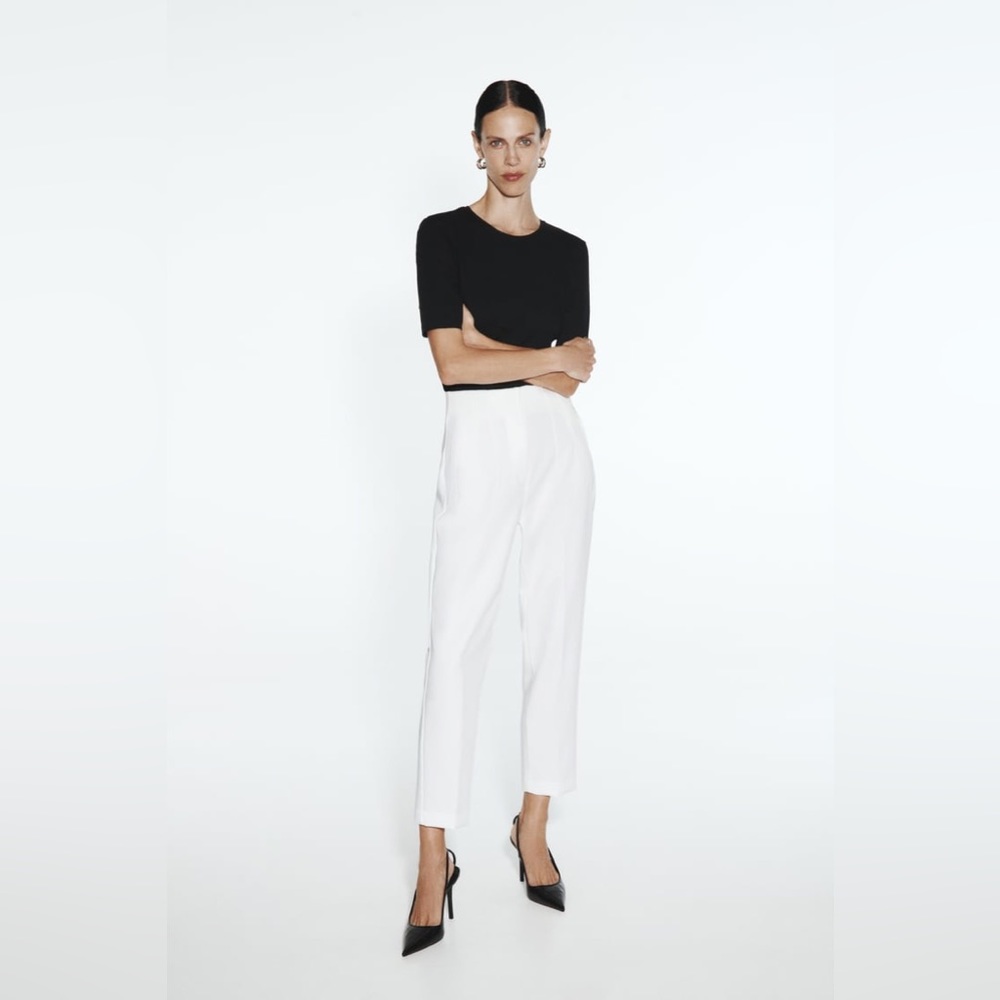 NEW WITH TAGS VIRAL WHITE ZARA HIGH-WAISTED PANTS - XS